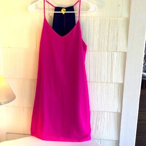 Hot pink /navy reversible shift dress
